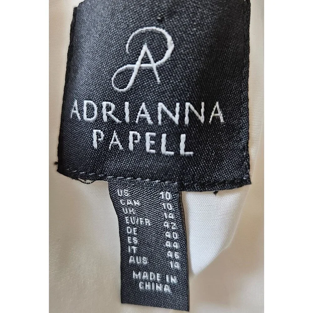 Adrianna Papell Woman SZ 10 NWT  3D Embroidered High Low Dress Ivory Fairy - Picture 5 of 10